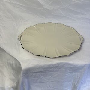 Lenox Symphony IVORY W/platinum *17" HANDLED SCALLOPED OVAL PLATTER*